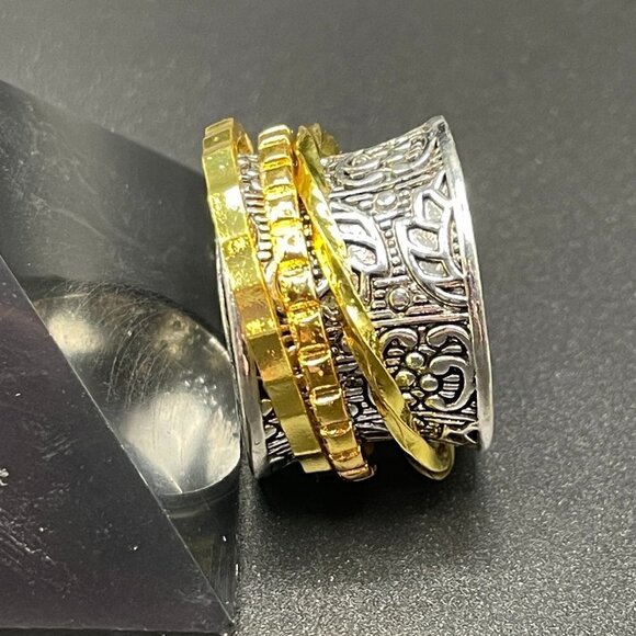 Boho Spinner Ring Two Tone Funky and Chunky #647 - Picture 4 of 11